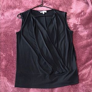 Jennifer Lopez Black Wrap Sleeveless Top